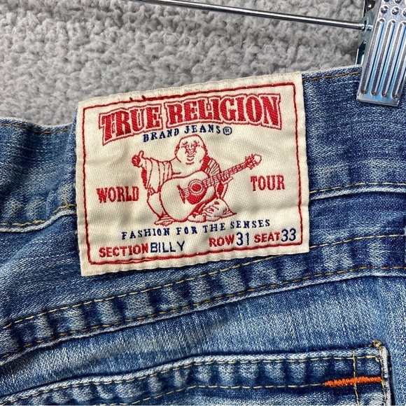 True Religion Jeans Mens Sz 31x33 (34.5x31) Billy Flap Pocket Distressed Ripped - Picture 13 of 16